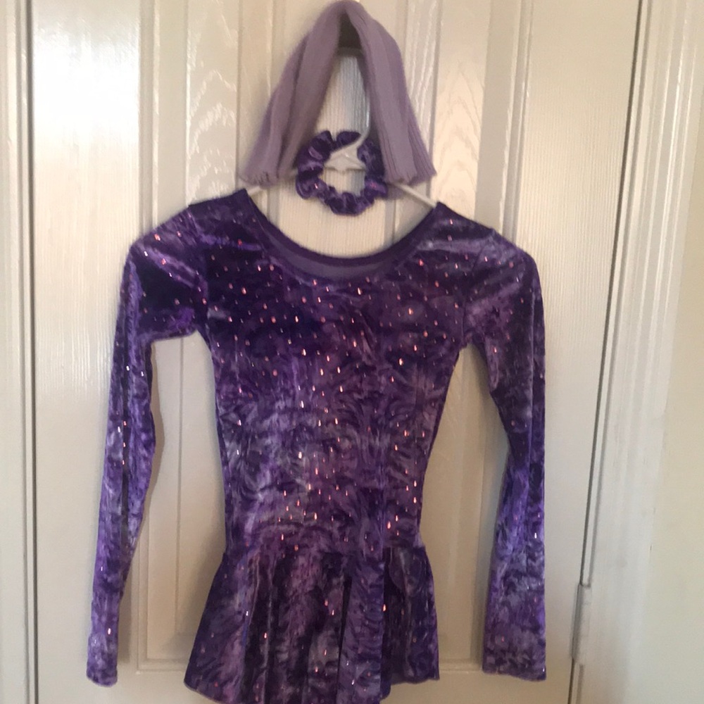 Ice skating dress and leg warmers and extra ice skating tights